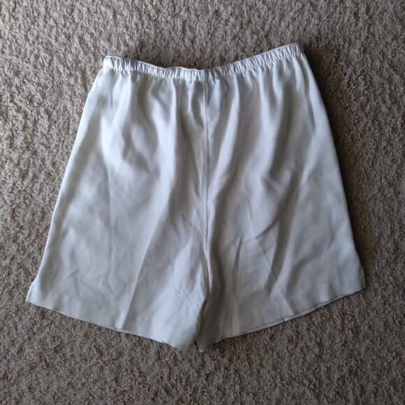 Vintage Pineapple Moon Ivory 100% Silk High Waisted Shorts with Tie Front - Picture 3 of 4